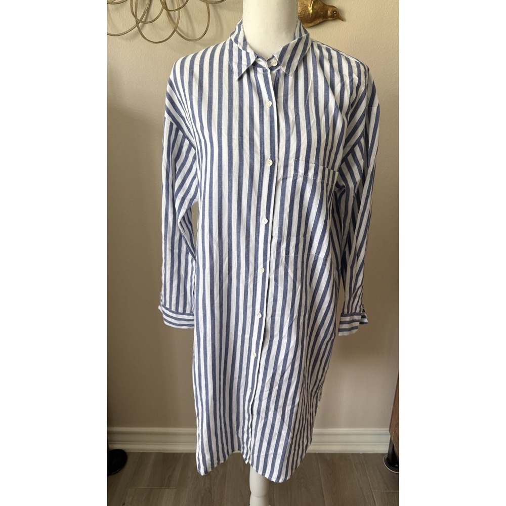 Velvet Graham Spencer Shirt Dress XS Blue White‎ Striped Cotton Button Tunic